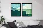 Modern Manzara İkili Kanvas Tablo | Cam Tablo | Mdf Tablo Seti | B33402 - Görsel 7