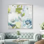 Yağlı Boya Dokulu Tablo Soyut Çiçekler Gümüş Çerçeveli