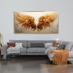 Yağlı Boya Dokulu Tablo Kanatlar Melek Kanadı Altın Çerçeveli