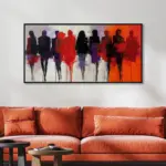 Yağlı Boya Dokulu Tablo Modern Soyut İnsanlar Siyah Çerçeveli