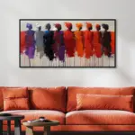 Yağlı Boya Dokulu Tablo Modern Soyut İnsanlar Siyah Çerçeveli