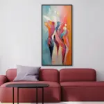 Yağlı Boya Dokulu Tablo Soyut Modern Kadınlar Siyah Çerçeveli