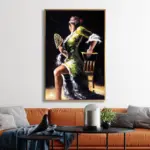 Yağlı Boya Dokulu Tablo Yeşil Elbiseli İspanyol Dansçı Kadın Altın Çerçeveli