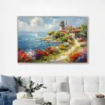 Yağlı Boya Dokulu Tablo Modern İstanbul Manzarası Gümüş Çerçeveli