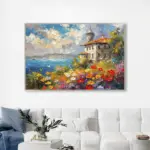 Yağlı Boya Dokulu Tablo Modern İstanbul Manzarası Gümüş Çerçeveli