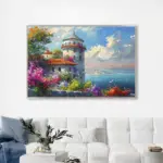 Yağlı Boya Dokulu Tablo Modern İstanbul Manzarası Gümüş Çerçeveli