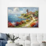 Yağlı Boya Dokulu Tablo Modern İstanbul Manzarası Gümüş Çerçeveli