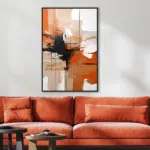 Yağlı Boya Dokulu Tablo Siyah Kahve Beyaz Soyut Siyah Çerçeveli