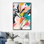 Yağlı Boya Dokulu Tablo Renkli Boyalar Soyut Siyah Çerçeveli