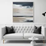 Yağlı Boya Dokulu Tablo Soyut Manzara Gümüş Çerçeveli