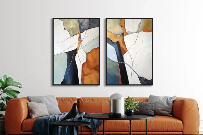 Yağlı Boya Dokulu Tablo Soyut Detaylı Modern Siyah Çerçeveli - Görsel 2